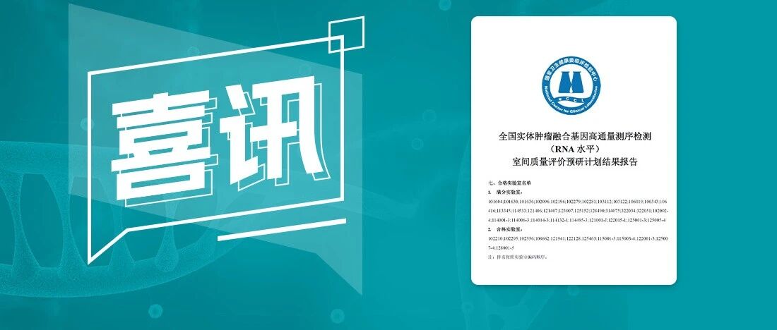 四连冠！实体肿瘤融合基因高通量测序检测室间质评再获满分